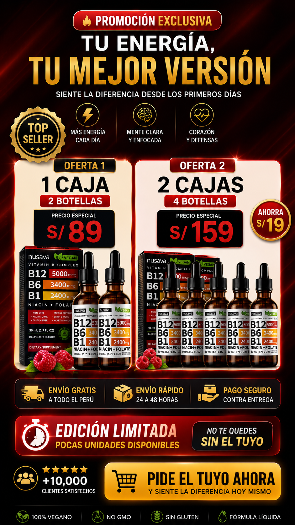 PACK X2 PREMIUM |  VITAMINA B12 B6 B1  NUVASA IMP | 2 A 89, 4 A 159