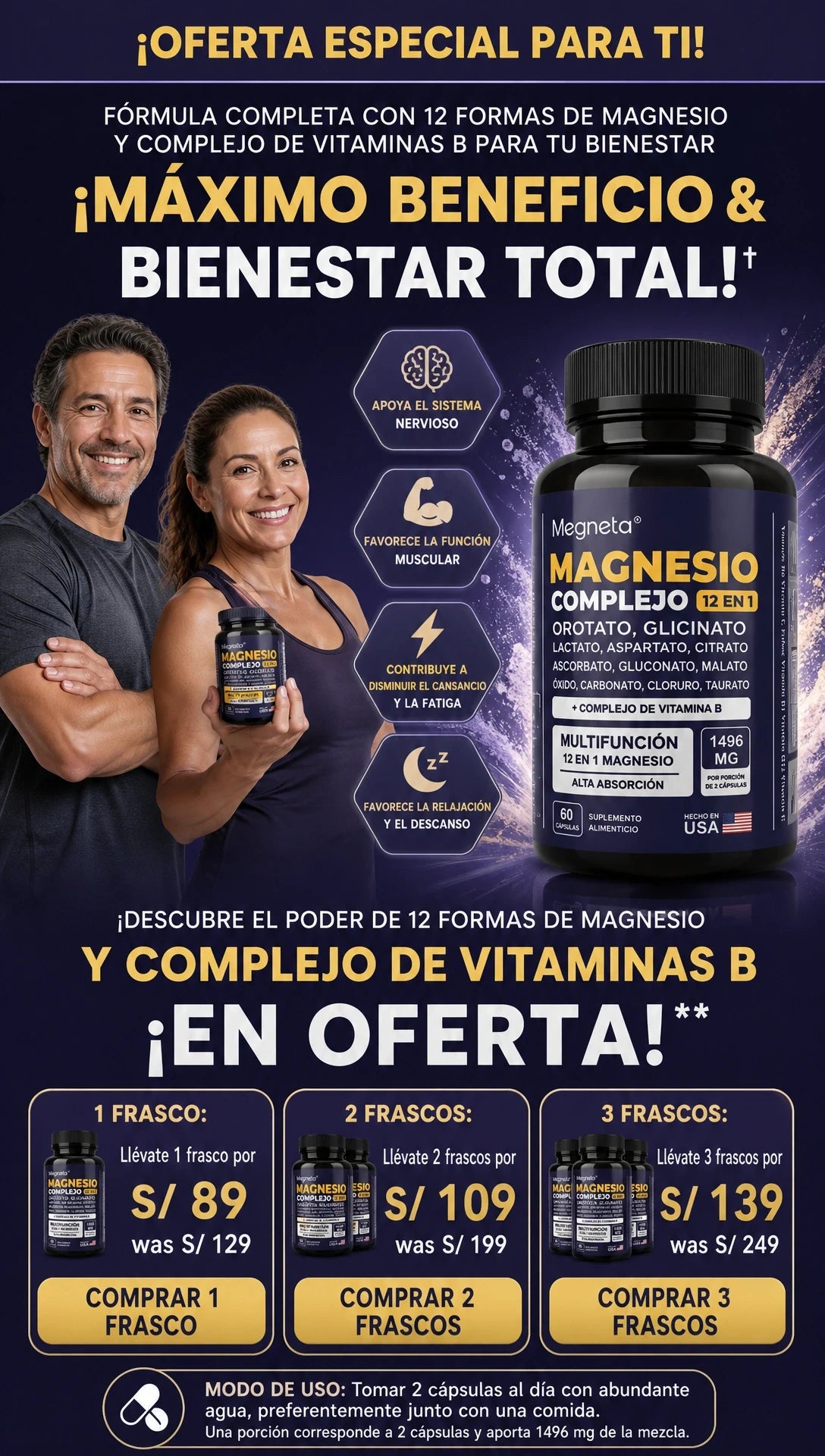 PRECIO UNICO | MEGNETA –  COMPLEJO 12 EN 1  60 CAPSULAS | 2 FRASCO S/ 99  3 FRASCO S/ 139