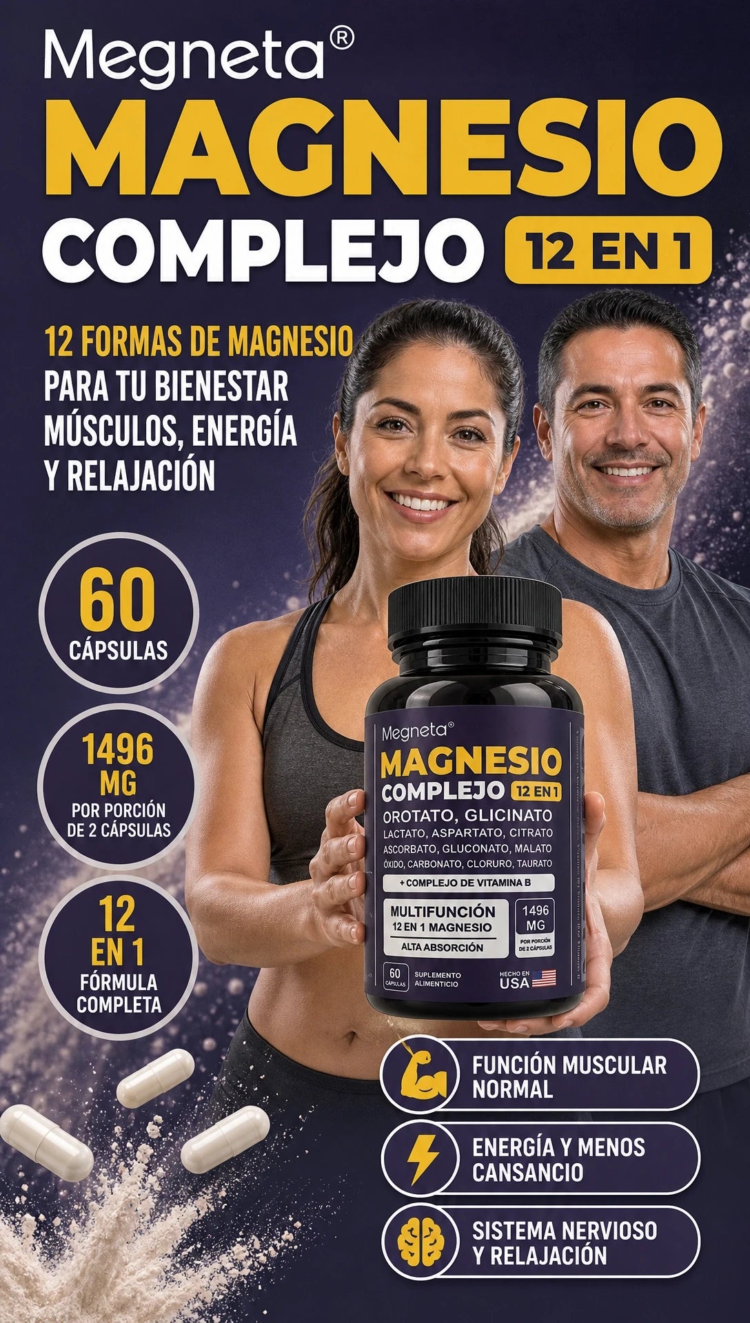 PRECIO UNICO | MEGNETA –  COMPLEJO 12 EN 1  60 CAPSULAS | 2 FRASCO S/ 99  3 FRASCO S/ 139